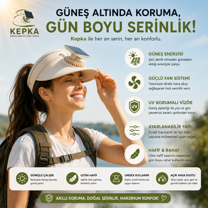 Kepka Şapka | Güneş Enerjili Fanlı Şapka ile Yazın Serin Kal