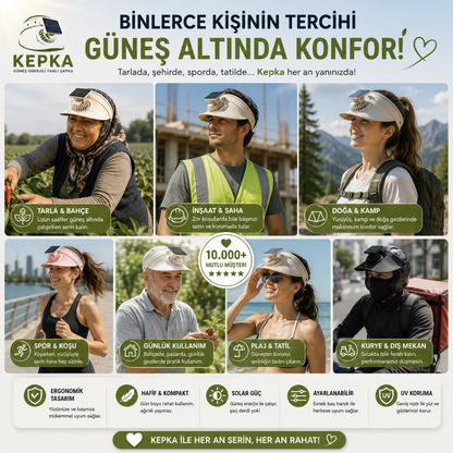 Kepka Şapka | Güneş Enerjili Fanlı Şapka ile Yazın Serin Kal