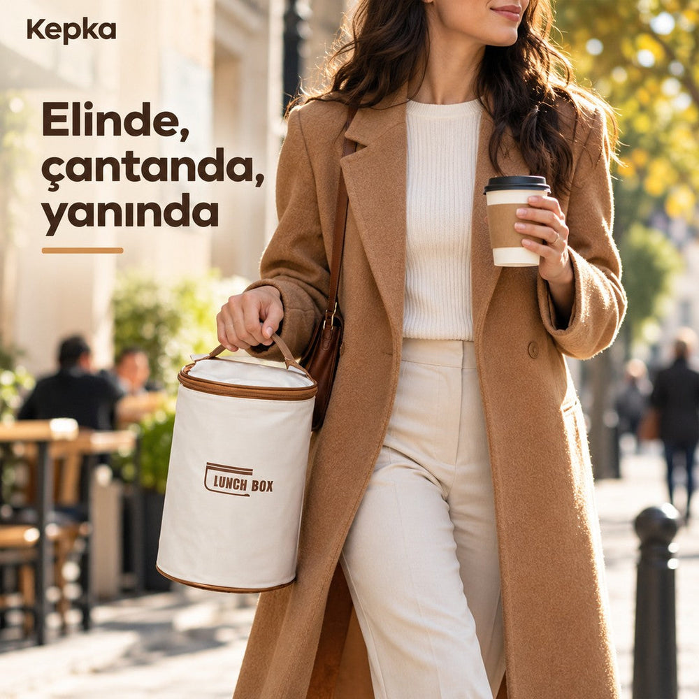 Elinde çantanda yanında